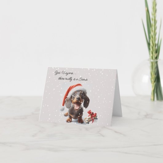 Carte Dachshund Chiot Noël Surprise (Devant)