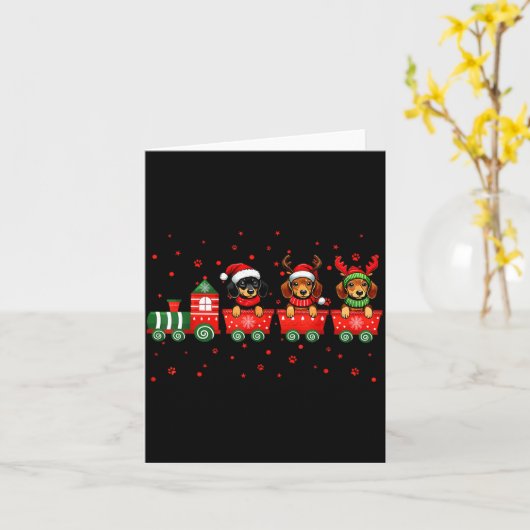 Carte Dachshund Christmas Dog Lights Santa Xmas Pet Dog (Fleur jaune)