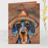 Carte Dachshund Cinco de Mayo (Fleur jaune)