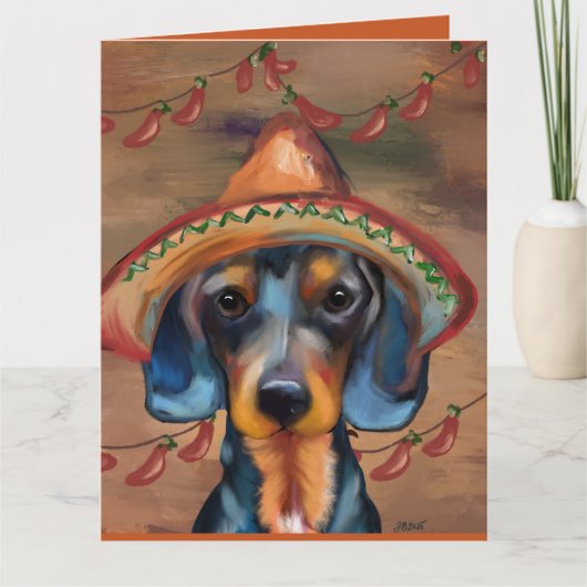 Carte Dachshund Cinco de Mayo (Devant)