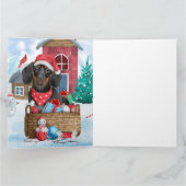 Carte Dachshund dans une maison pour chien de Noël ennei (Intérieur)
