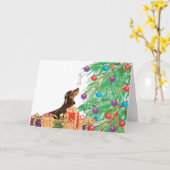 Carte dachshund Daxi Sausage Dog Watercolor Christmas (Fleur jaune)