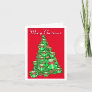 Carte Dachshund Daxie Chien Silhouette Arbre de Noël Rou