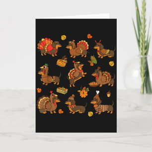 Carte Dachshund de Thanksgiving Drôle de Dinde Chien Wie