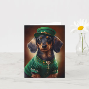 Carte Dachshund Dog en tenue de la Saint Patrick
