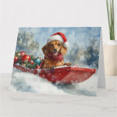 Carte Dachshund Dog in Sledge Let it neige Noël (Devant)