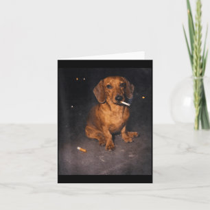 Carte Dachshund drôle fumeur mème cigarette chien mème