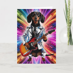 Carte Dachshund drôle Star du Rock
