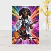 Carte Dachshund drôle Star du Rock (Fleur jaune)