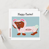 Carte Dachshund Easter Bunny (Devant/Arrière en situation)