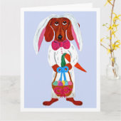 Carte Dachshund Easter Bunny (Fleur jaune)