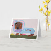 Carte Dachshund Easter Bunny Card (Fleur jaune)