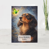 Carte Dachshund et Papillon Vert (Devant)