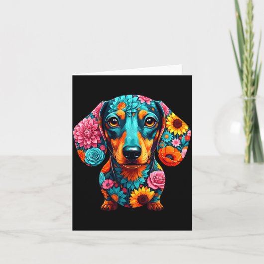 Carte Dachshund Flower Funny Dog (Devant)