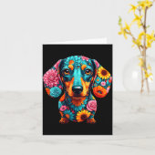 Carte Dachshund Flower Funny Dog (Fleur jaune)