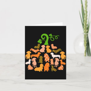 Carte Dachshund Forme Citrouille Carreaux Léopard Chien