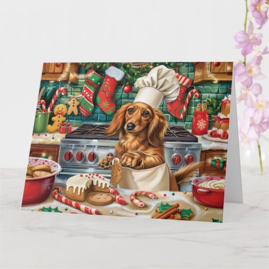 Carte Dachshund Gîtes : Noël festif (Orchidée)