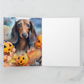 Carte Dachshund Halloween avec citrouilles épouvantable (Intérieur)