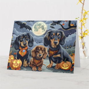 Carte Dachshund Halloween Éffrayant