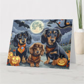 Carte Dachshund Halloween Éffrayant (Devant)