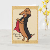 Carte Dachshund Halloween Vampire (Fleur jaune)