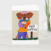 Dachshund Hippie au panneau Pas d'Hippies