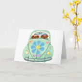 Carte Dachshund Hippies Dans Leur Flower Love Mobile (Fleur jaune)