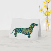 Carte Dachshund Holly Jolly Noël (Fleur jaune)