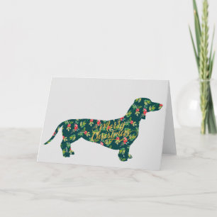 Carte Dachshund Holly Jolly Noël