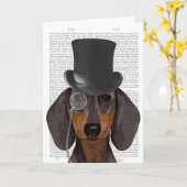Carte Dachshund, Hound et Casquette (Fleur jaune)