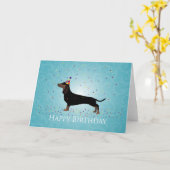 Carte Dachshund Joyeux Design d'anniversaire (Fleur jaune)