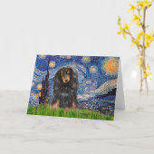 Carte Dachshund (LHBT) - Nuit étoilée (Fleur jaune)