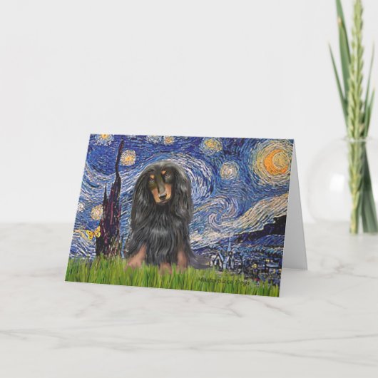 Carte Dachshund (LHBT) - Nuit étoilée (Devant)