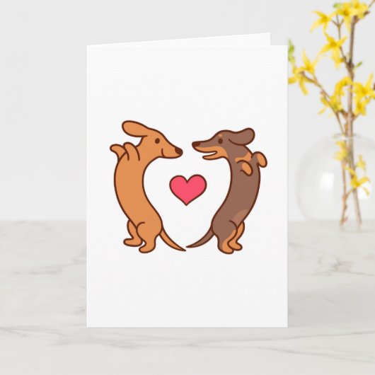 Carte Dachshund Love (Fleur jaune)