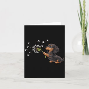 Carte Dachshund Mignon Soufflant Pissenlit Animal Rétro