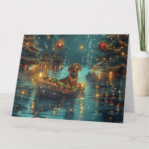 Carte Dachshund Noël Festive Voyage