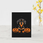 Carte Dachshund noir et feu Halloween avec (Fleur jaune)