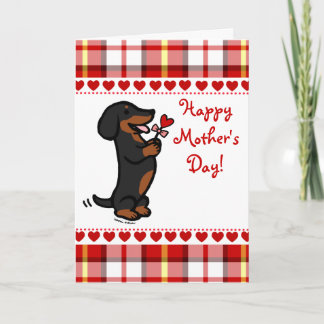 Carte Dachshund noir et tan lisse