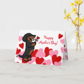 Carte Dachshund noir et tan lisse (Fleur jaune)