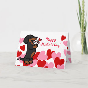 Carte Dachshund noir et tan lisse