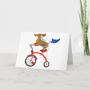 Carte Dachshund on Bike
