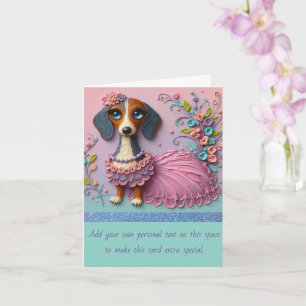 Carte Dachshund Peint Pastel Texturé