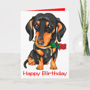 Carte Dachshund Puppy Cartoon Chien mignon Anniversaire