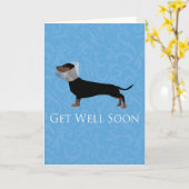 Carte Dachshund S'Améliorer Bientôt Design (Fleur jaune)