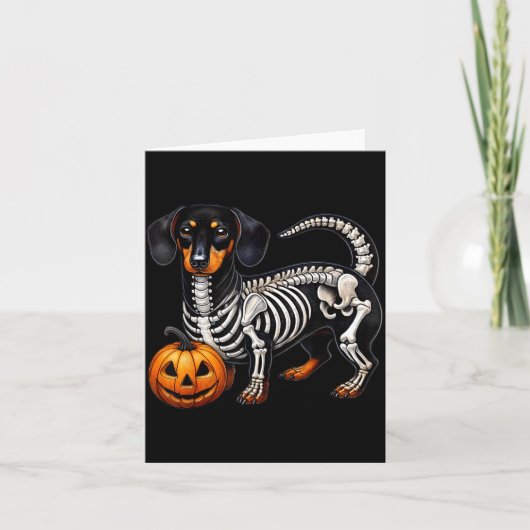 Carte Dachshund squelette Jack O Lantern Drôle de chien (Devant)