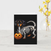 Carte Dachshund squelette Jack O Lantern Drôle de chien (Fleur jaune)