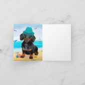 Carte Dachshund sur la plage (Intérieur)