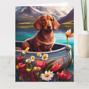 Carte Dachshund sur une pagaie : une aventure Pittoresqu
