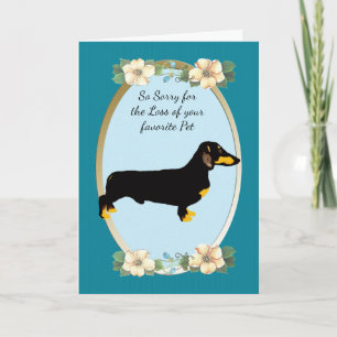Carte Dachshund Sympathie florale Turquoise ou perte d'a