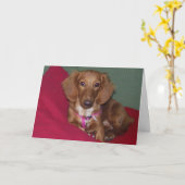 Carte Dachshund, Va Bien Bientôt (Fleur jaune)